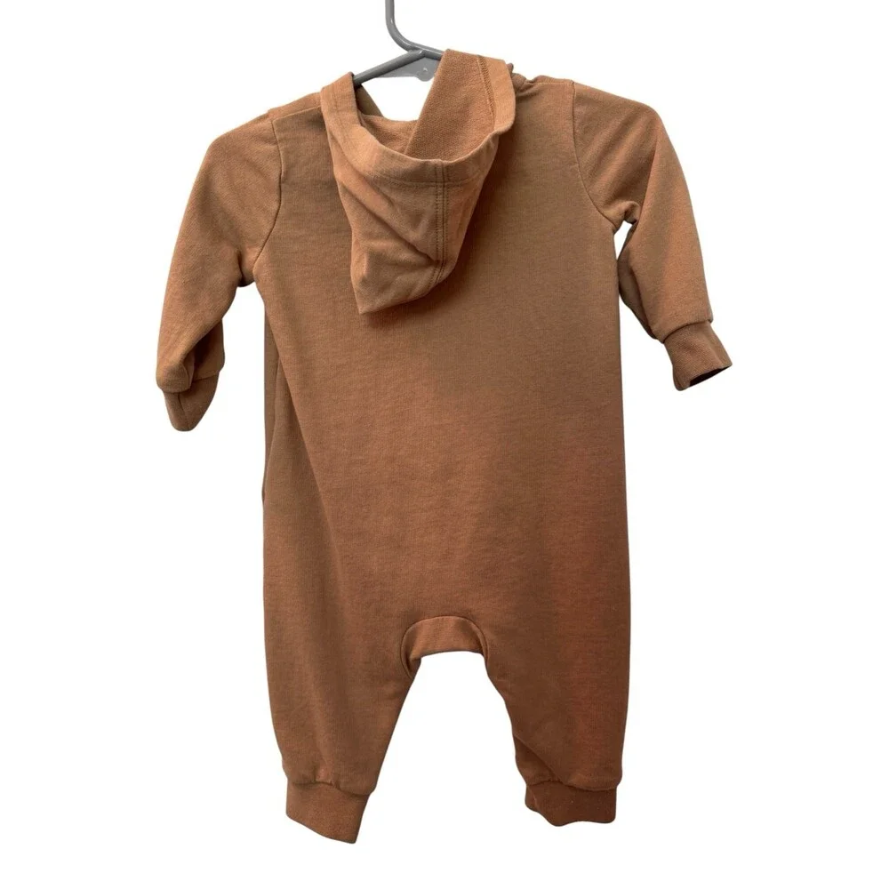 Nike Boys Zip Up Hooded Romper One-Piece Brown Size 6 Months